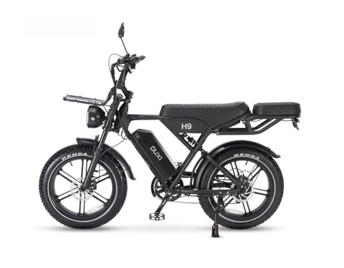 OUXI H9 E-Bike 20 Zoll Fatbike Elektrofahrrad Pedelec, 250W Motor 60Nm, 48V 15Ah Akku 60km, Hydraulische Scheibenbremsen, Vollfederung, Gepäckträger vorne & hinten, mit Blinker (H9)