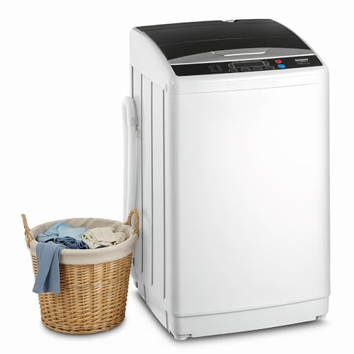 ROVSUN Waschmaschine Toplader 7KG, Toplader Waschmaschine Kleine Waschmaschine mit 8 Waschprogramm & 5 Wasserstände, 24H-Timer, 60-70 dB, Kleine Waschmaschine 51× 47× 87 cm (7 KG)