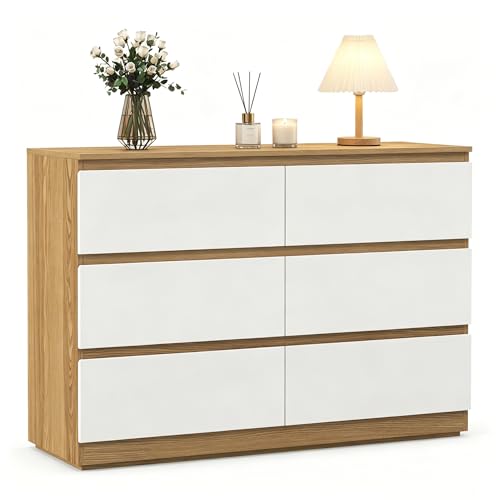 GRAVFORCE Kommode mit 6 Schubladen Sideboard, 110 x 38 x 77 cm