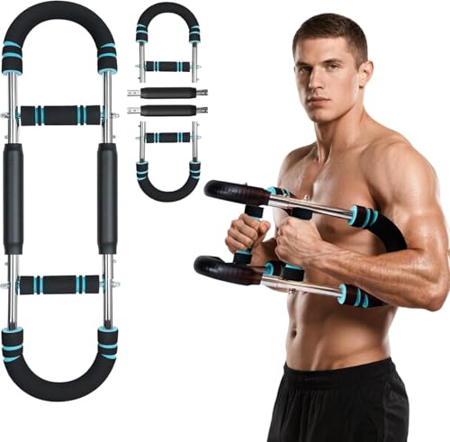 Twister Armtrainer, Verstellbares Brust Trainingsgerät & Muscle fit Gerät (30-50 kg / 60-110 lb), 3 Stufen Portable Power Twister Stange mit abnehmbarem Design，Fitnessgeräte für Zuhause (Blue)