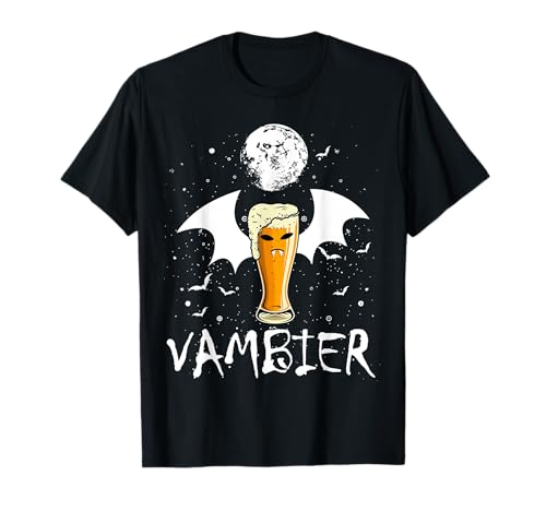 Lustiges Vintage Bier Alkohol Vambier Halloween JGA Malle Bier Fledermaus Vampir Kostüm T-Shirt, Schwarz, S, Unisex, Kurzarm, T-Shirt, Horror, Halloween