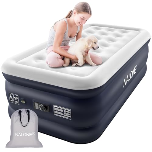 NALONE Luftmatratze 1 Personen, Luftmatratze Selbstaufblasend 196x97x46cm mit Integrierter Pumpe, Luftbett Selbstaufblasend in 3 Minuten, Aufblasbare Matratze für Camping & Heimgebrauch
