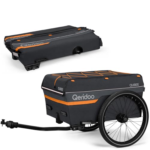 Qeridoo Qubee Grey | Klappbarer Lastenanhänger Fahrrad mit 130l | Fahrradanhänger faltbar mit Luftreifen | Leicht und perfekt für Alltag und Abenteuer | Bike Trailer | Fahrrad Anhänger