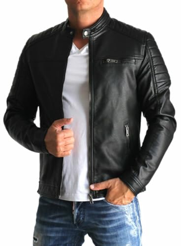 JACK & JONES Lederjacke stilvolle Bikerjacke aus Kunstleder