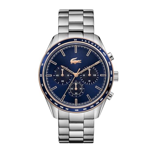 Lacoste Chronograph Quarz Uhr für Herren Kollektion Boston mit Silbernes Edelstahlarmband - 2011081