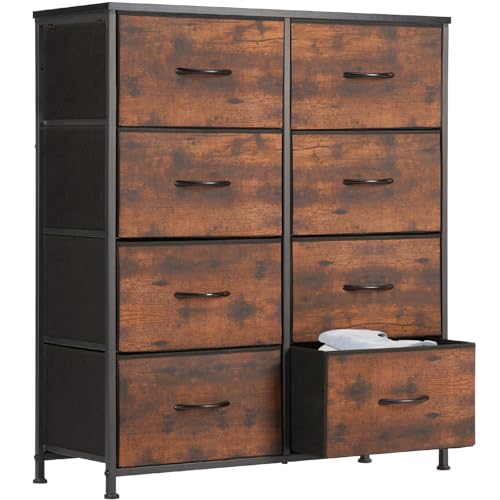 Sweetcrispy Kommode mit 8 stoffschubladen,Sideboard,Schwarzbraun
