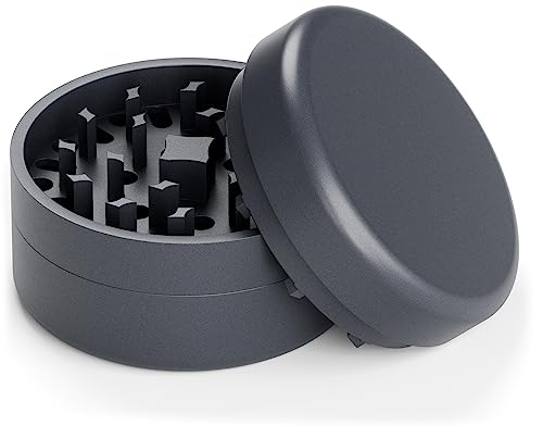 Keramik Grinder Crusher Haftfrei | 3-teilig | Nano Keramik beschichtete Kräutermühle mit messerscharfen Mahlwerk | Ø 62 mm | inkl. Pollenschaber, Pinsel und Mundstück (Anthrazit)