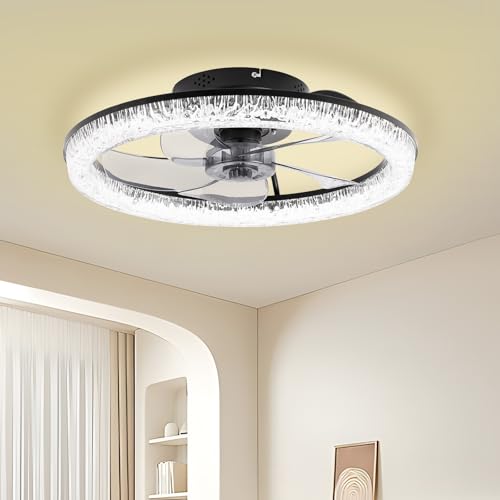 Deckenventilator mit Beleuchtung – Fernbedienung, leiser Umkehrmotor mit 6 Geschwindigkeiten, RGB-Farbwechsel-LED (3000 K – 6500 K), 1/2/4/8-Stunden-Timer für Schlafzimmer, Wohnzimmer und Esszimmer