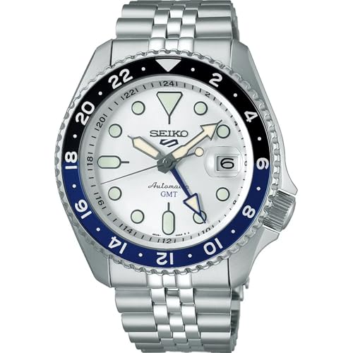 Seiko SSK033K1 Montre 5 Sports Automatique GMT, Argent, Bracelet