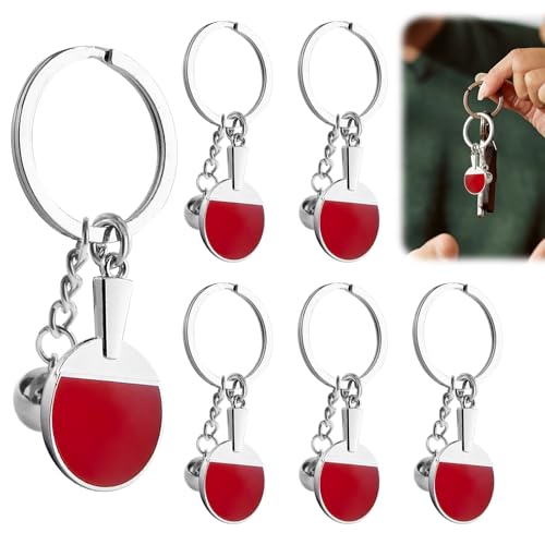 witeup 6 Stück Tischtennis Schlüsselanhänger, Mini Tischtennisschläger Schlüsselanhänger, Sport Anhänger Geschenke für Tischtennisspieler