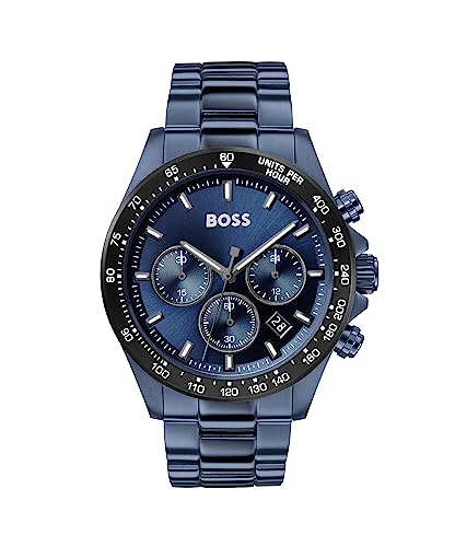 BOSS Chronograph Quarz Uhr Für Herren Mit Blaues Edelstahlarmband - 1513758