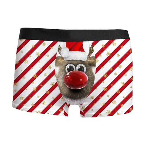 Weihnachts Boxershorts Herren Lustige Unterhosen Männer Weihnachten Druck Unterhosen Leicht Bequeme Weich Luftig Weihnachtsunterhose Retroshorts Unterhose