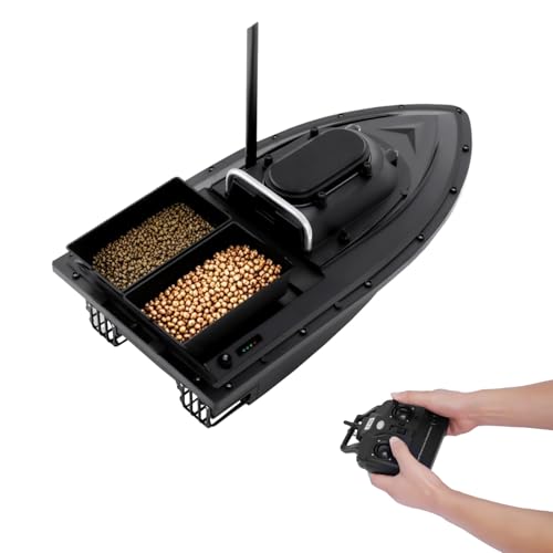 Charocean 500m Ferngesteuert Futterboot Angeln 5200mAh Nachtangeln Fischköder Köderboot mit LED-Navigator-Licht, Fernbedienung Futterboote Bait Boat Ferngesteuertes Köderboot, 2 KG Beladung