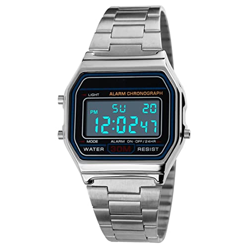 Nicoone Armbanduhr Digital 30M Wasserdicht Edelstahl Sportuhr Business