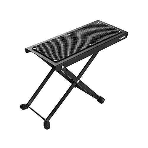 Adam Hall Stands SGS 017 - Gitarrenfußbank, mit rutschfester Gummiauflage, 4 Rastschritte, Metall, schwarz