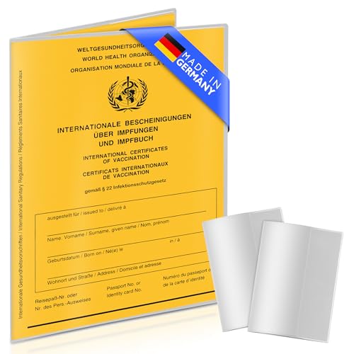 2er Set Impfpass Hülle / Impfausweis Hülle (9,9 x 13,7cm BITTE IMPFPASS MESSEN!) transparent für Kinder und Erwachsene | passgenaue Schutzhülle für Impfausweis & alten Reisepass | Made in Germany