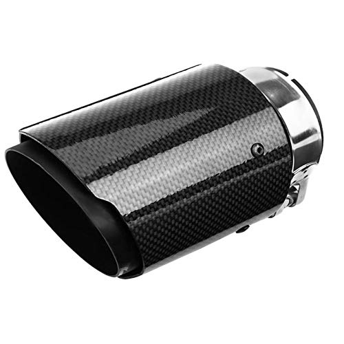 63mm Auspuffspitzen Auspuff Hintere Exhaust Tailpipe Edelstahl und Kohlefaser Auto Auspuffrohr Endrohr Universal (Schwarz)