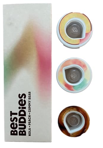3 x Air Up Pod Original Duft Pods Best Buddies Probierpaket, Zubehör für Trinkflasche, aromatisierte Pads, 0 Kalorien, kein Zucker, natürliche Aromen (Gummibärchen, Pfirsich,Kola)