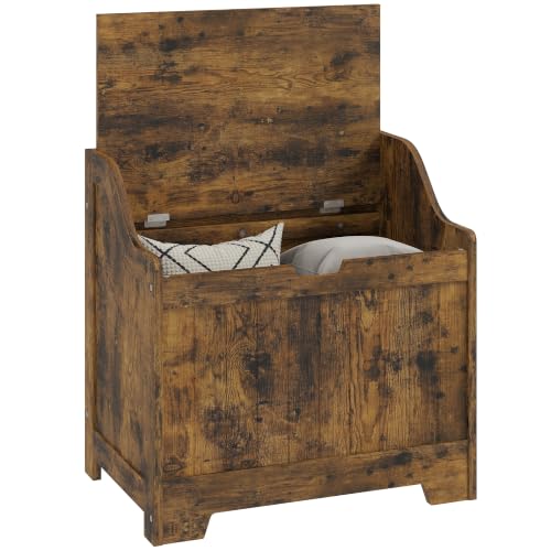 HOMCOM Truhe Aufbewahrungsbox mit Deckel Rustikal-Braun 56,5x38x56 cm | Auflagenbox Aufbewahrungstruhe, Spielzeugtruhe, Gerätetruhe, für Wohnzimmer, Schlafzimmer