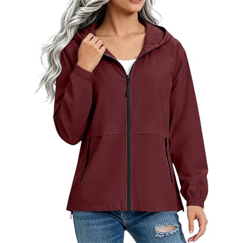 KOHFUIY Leichte Regenjacke Damen Wasserdicht Atmungsaktiv Sommer Mit Kapuze