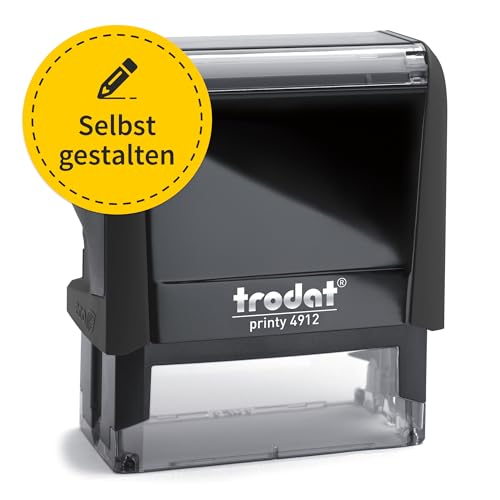 Trodat Printy Stempel 4912 - Abdruck 47 x 18 mm - Wunschtext + Logo personalisieren - selbstfärbend - Firmenstempel - Adressstempel - online gestalten (Gehäusefarbe Schwarz)