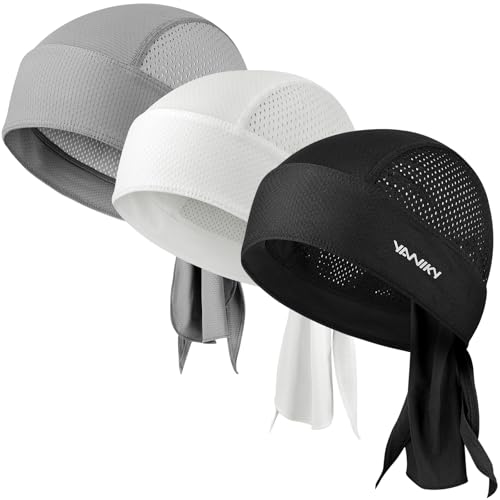 YANIKY ANIKY Bandana Herren, Atmungsaktiv Kopftuch Herren, Piratentuch Sport Bandana Cap Damen Mit UV Schutz Biker Bandanas Kopftuch Hat (Schwarz+Weiß+Grau)