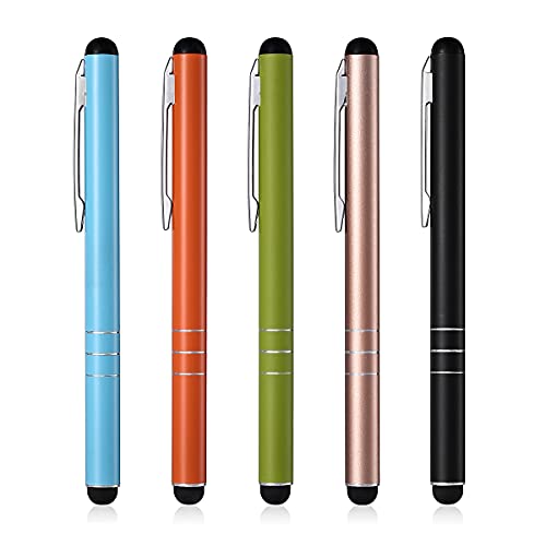 Eingabestift 5 Stück Touchstift Stylus Pen Touchscreen Stift für iPhone Samsung Galaxy Huawei Tablets und Alle Smartphone, Farbe：Schwarz, Gold, Grün, Orange, Blau