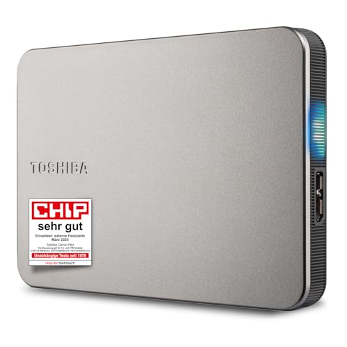 Toshiba Canvio Flex 1TB - tragbare Externe 2,5''-Festplatte (HDD) für Mac, Windows PC, Smartphone und Tablet, kompatibel mit den meisten USB-C- und USB-A-Geräten, warmes Silber (HDTX210ESCAA)