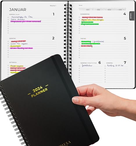 Terminplaner 2024, Kalender 2024 Buchkalender A5 - Minimalistischer Planer 2024 als Ringbuch Wochenplaner, Terminkalender 2024 Für mehr Organisation