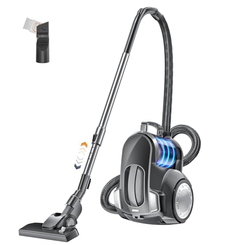 Beutelloser Staubsauger 1200W starke Saugleistung,Kompakt Leicht Bodenstaubsauger ohne Beutel,Leiser <70dB,2,5L Staubbehälter,Bodendüse für Hartböden Teppiche,Waschbarer HEPA-Filter, 5m Kabel