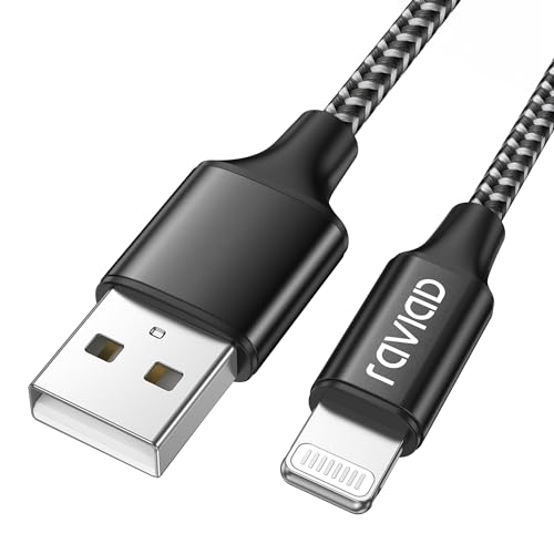 RAVIAD iPhone Ladekabel iPhone Kabel 1M [MFi-Zertifiziert] Lightning Kabel Nylon Lightning Schnellladekabel für iPhone 14 13 12 11 Pro Max Mini XR XS X 8 8 Plus 7 7 Plus 6s 6 5S 5 SE 2020