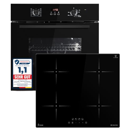KKT KOLBE Autarkes Herdset | 60cm Einbaubackofen BO8005FB | 59cm Induktionskochfeld IH85900RL | Grill | Heißluft | Automatik-Timer | 2-fach Wärmeschutzverglasung | Kindersicherung | SET8005FBIH859RL