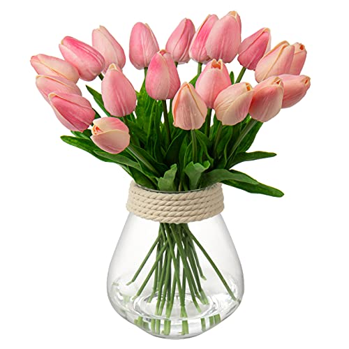 Briful 10 Stück Künstliche Tulpen Kunstblume Latex Blumen Real-Touch Tulpe Deko Kunstpflanze Länge 34cm für Home Room Hochzeitsstrauß Party Blumengesteck