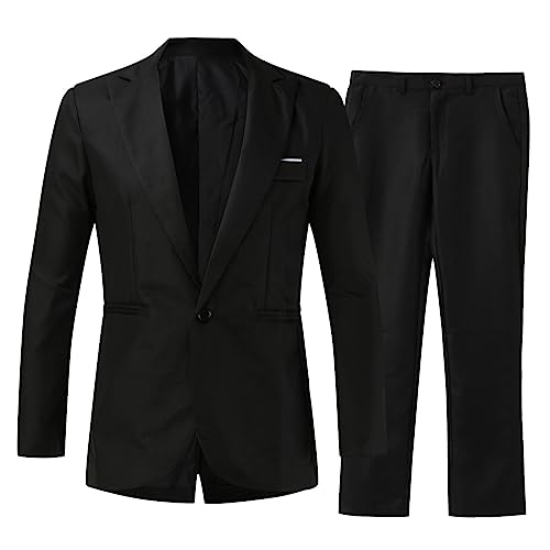 Generisch Anzug Herren Slim Fit 2 Teilig Anzüge Herrenanzug Sakko für Hochzeit Business Modern Anzüge Sakko Anzughose Herren Elegant Einfarbig Einreihig Partyanzug (L)