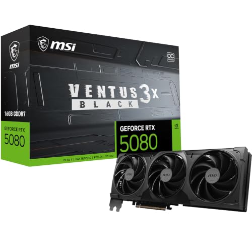 MSI GeForce RTX 5080 16G Ventus 3X OC Black - Gaming Grafikkarte