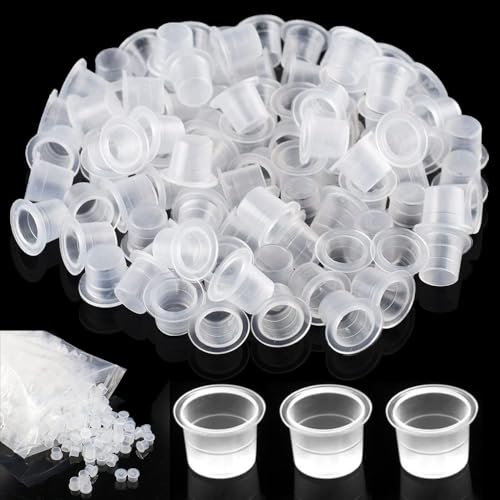 Tattoo-Tintenbecher -100 Pcs Kunststoff Farbbehälter, Kleine Small Tinte Pigment Cups, Tattoo Farbkappen Cups, Plastic Pigment Tattoo Cups, Tattoo Zubehör
