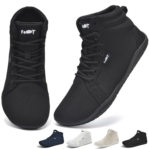 Geweo Barfußschuhe Damen Herren Breite Sneaker Barfuss Schuhe Schwarz 41 EU