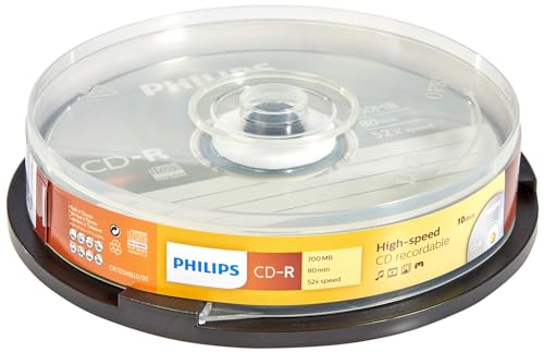 Philips CD-R Rohlinge High-Speed (700 MB / 80 Minuten, 52x Speed , 10er Spindel)