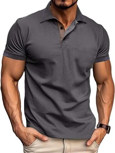Comilaka Herren Poloshirt Kurzarm Polo Kontrast Polohemd Baumwolle M-4XL