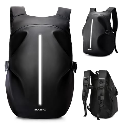 HYC00 Motorradrucksäcke für Herren, wasserdichter Helmrucksack, Motorradzubehör, Laptoptaschen, Reiserucksäcke, Schultaschen für Studenten,Schwarz L
