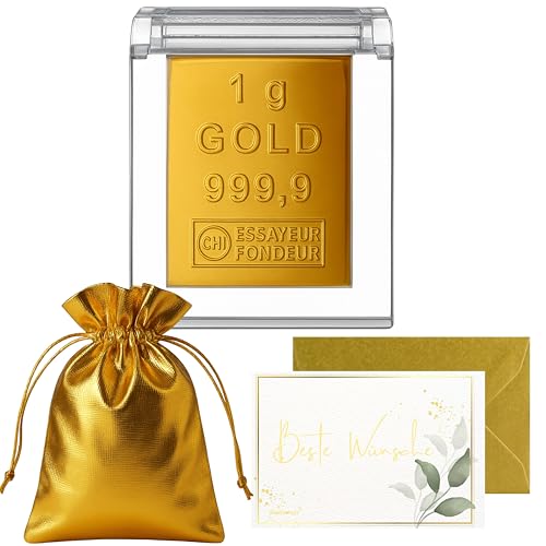 Gold als Geschenk - Goldbarren 1g in hochwertiger Kapsel + Echtheitszertifikat Feingold 999.9