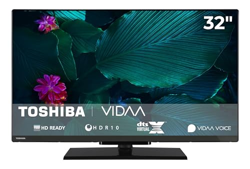 Toshiba Fernseher 32 Zoll Smart TV VIDAA HD Fernseher HDR Smart TV mit Triple-Tuner und Bluetooth, LED TV 32WV3F63DA