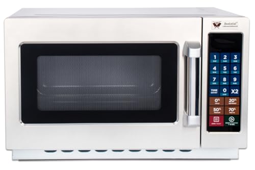 Beeketal Profi Gastro Mikrowelle Premium | 1000W | Edelstahl | Keramikboden ohne Drehteller | Touch-Display | Gewerbe-Mikrowellengerät | Modell MW-25 oder MW-34 wählbar (MW-34 Premium)