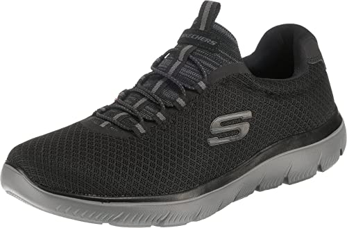 Skechers Herren Summits 52811 Turnschuhe, Black Mesh/Charcoal Trim, 43 EU
