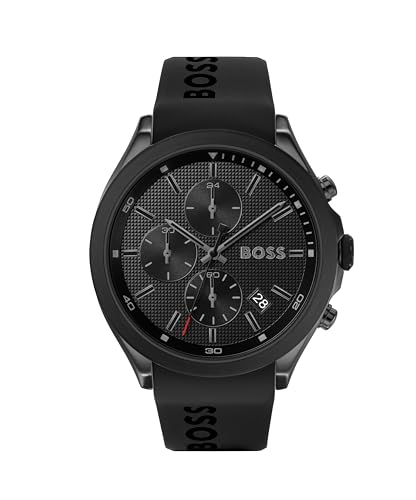 BOSS Chronograph Quarz Uhr für Herren Kollektion Velocity mit Schwarzes Silikonarmband - 1513720