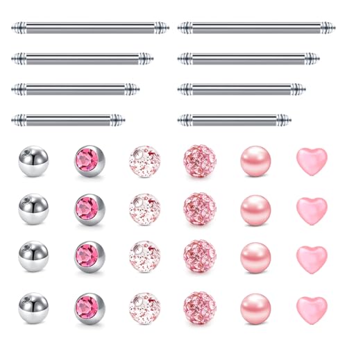 Briana Williams Zungenpiercing Brustwarzenpiercing Chirurgenstahl 14G Piercing Barbell Silber 12/14/16/18/20mm Stablänge