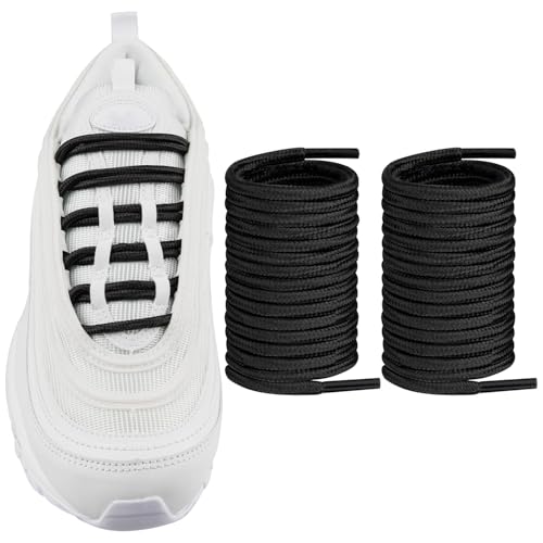 Endoto Rund Schnürsenkel für Nike Air Max 97/95/720 Running Schuhe, 4MM Ersatz Schuhbänder Shoelaces Laces (Schwarz, 63 Zoll)