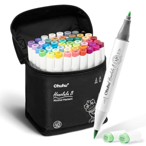 Ohuhu Alkohol Marker 48 Pinsel & Fein AP-zertifiziert