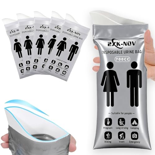 2XK-NOV 12 Stück Einweg-Urinbeutel für Unterwegs, Mobile Notfalltoilette im Auto, 700 ml Gel-Urinbeutel für Camping Toiletten, Reisen, Stau, Erbrochene Beutel, Reisetoilette für Männer, Frauen, Kinder