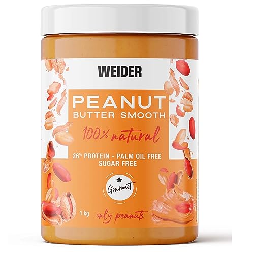 Weider Peanut Butter - Erdnussbutter - 100 Prozent gemahlene Erdnüsse - 100 Prozent natürlich - ohne Konservierungsstoffe - ohne Palmöl - ohne Salzzusatz - vegan - cremige Textur - 1 kg